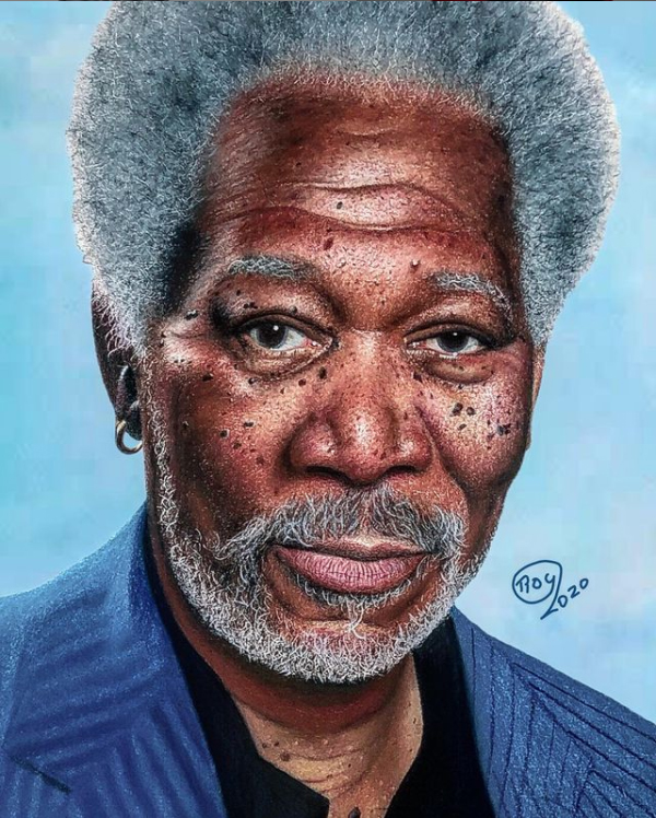 Morgan Freeman Oil on Paint